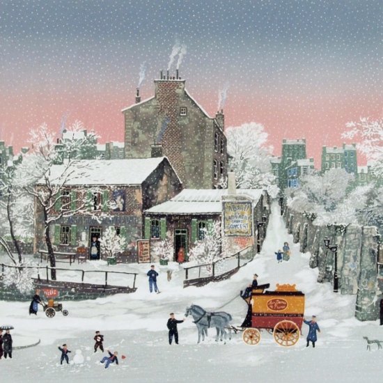 ミッシェル・ドラクロワの絵画作品　タイトルは、雪のラパンアジル